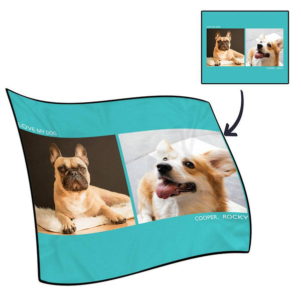 Personalized Photo Blanket Fleece with Text - 2 Photos