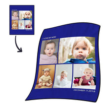 Christmas Gift Personalized Photo Blanket Fleece with Text - 5 Photos