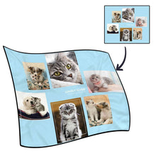 Personalized Family Photo Fleece Blanket with Text - 6 Photos