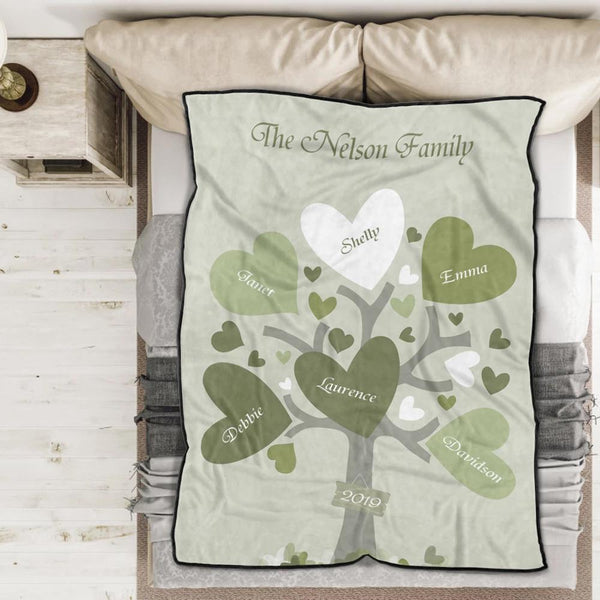 Personalized 4 Names Blanket - Fleece Blanket Love Family Tree