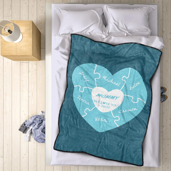 Personalized 5 Names Blanket - Fleece Blanket Love You to Pieces