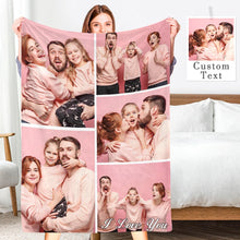 Custom Engraved Photo Collage Blanket Soft Flannel Throw Blankets Soft Room Decoration Surprise Gift For Couples On Anniversary
