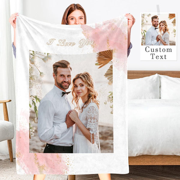 Custom Engraved Photo Collage Blanket Soft Flannel Throw Blankets Soft Room Decoration Surprise Gift For Couples On Anniversary