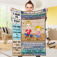Personalised Mother Blanket Custom Cartoon Clipart Mom and Kids To My Mom