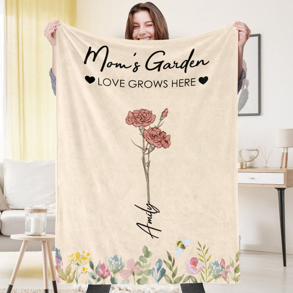 Custom Birthday Flower Blanket Personalized Name Blanket Unique Gift - mymoonlampuk