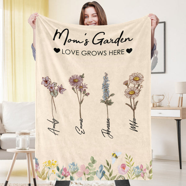 Custom Birthday Flower Blanket Personalized Name Blanket Unique Gift - mymoonlampuk