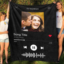 Personalized Photo Music Code Custom Fleece Blanket