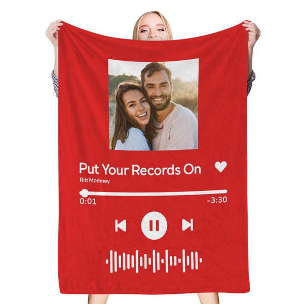 Personalized Photo Music Code Custom Fleece Blanket