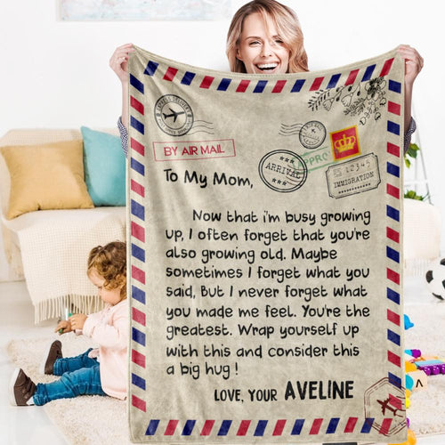 Custom Blanket To My Mom Blanket Air Mail Letter Mother's Day Blanket