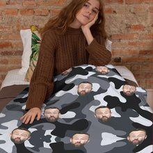 Custom Blanket Personalized Photo Camouflage Blanket For Lover - Slate Grey