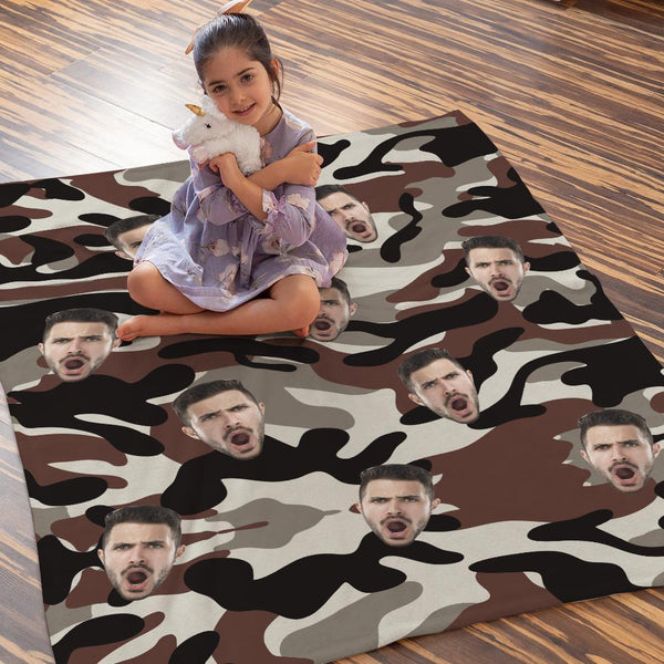Custom Blanket Personalized Photo Camouflage Blanket For Lover - Dim Grey