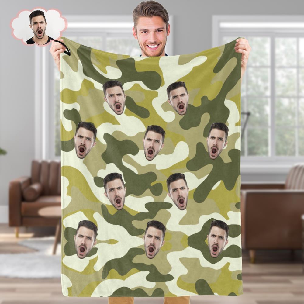 Custom Blanket Personalized Photo Camouflage Blanket For Lover - Auqamarin