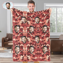Custom Blanket Personalized Photo Camouflage Blanket For Lover - Light Coral