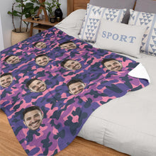 Custom Blanket Personalized Photo Camouflage Blanket For Lover - Purple
