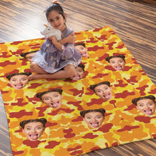 Custom Blanket Personalized Photo Camouflage Blanket For Lover - Orange