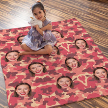 Custom Blanket Personalized Photo Camouflage Blanket For Lover - Misty Rose