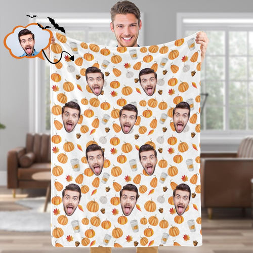 Custom Blanket Personalized Photo Blanket Halloween Gift For Family - Pumpkin