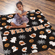 Custom Blanket with Text Personalized Halloween Gift For Family - Ghost and Pumpkin