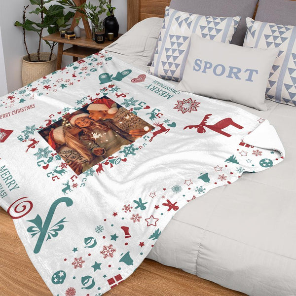 Custom Blanket Personalized Photo Blanket Christmas Gift For Family - Merry Christmas