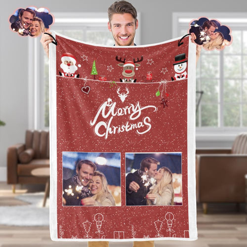 Custom Blanket Personalized Photo Blanket Christmas Gift For Lover - Merry Christmas