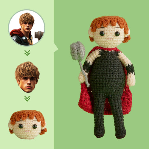 Custom Face Crochet Doll Personalized Gifts Handwoven Mini Dolls - Thor