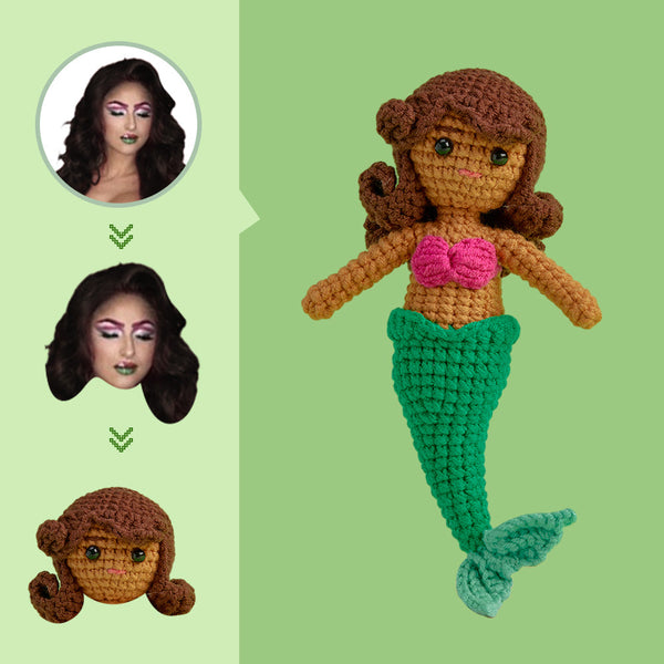Custom Face Crochet Doll Personalized Gifts Handwoven Mini Dolls - Mermaid