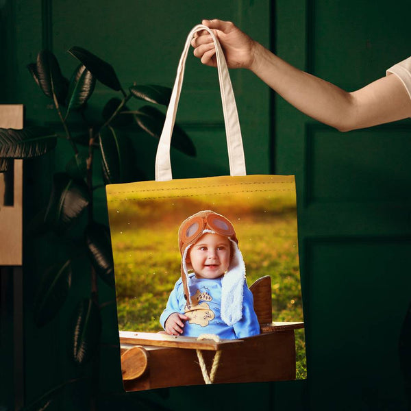 Custom Baby Photo Upload Design Your Own Double Sided Tote Bag