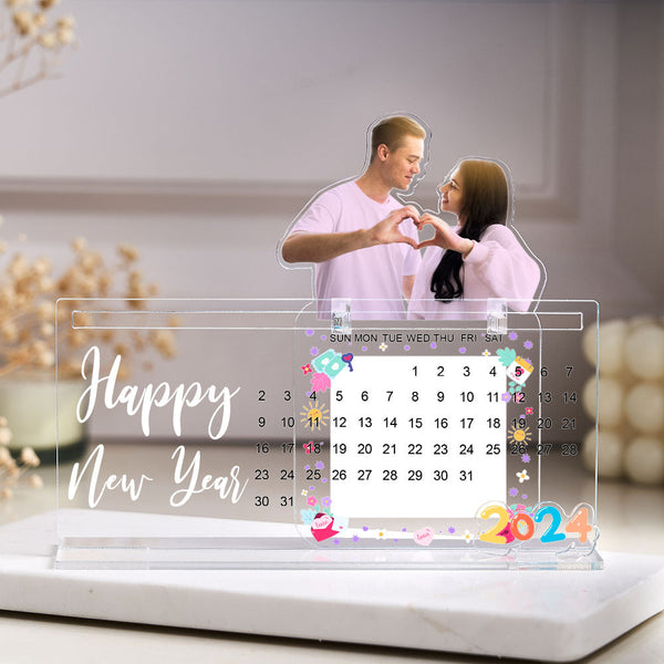 Custom Photo Acrylic Perpetual Calendar with Hand Writing Message - SantaSocks