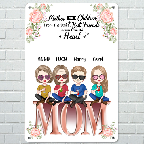 Mother's Day Gift Personalized Iron Poster Photo Wall Decor MOM and Children 8 in x12 in