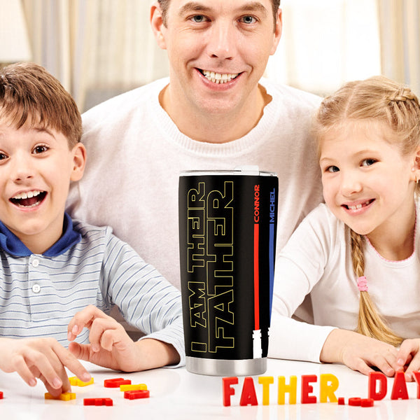 Personalized I Am Their Father Stainless Steel Insulated Travel Mug Custom Name Lightsaber Travel Mug Father's Day Birthday Gift for Dad - SantaSocks
