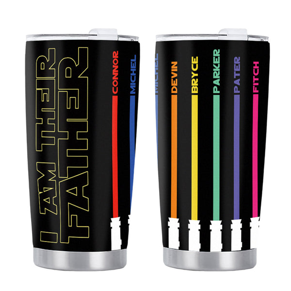 Personalized I Am Their Father Stainless Steel Insulated Travel Mug Custom Name Lightsaber Travel Mug Father's Day Birthday Gift for Dad - SantaSocks