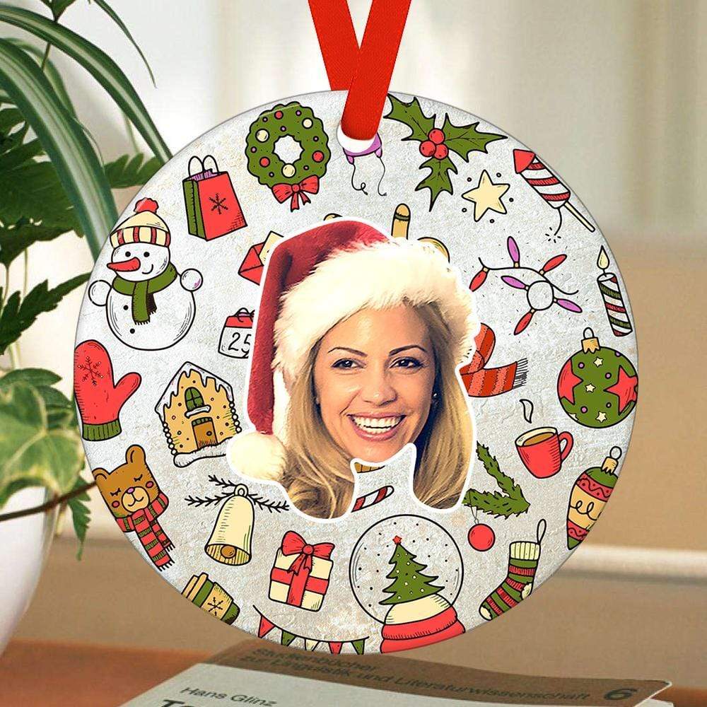 Custom Photo Ornaments Round Christmas Gifts For Her