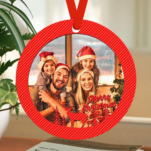Custom Round Photo Ornaments Christmas Tree Gifts For Family