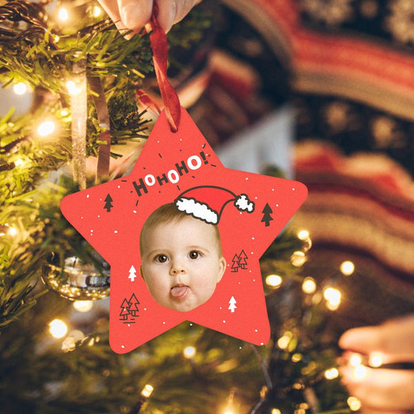 Custom Photo Ornament Star-Shaped For Christmas Cute Baby