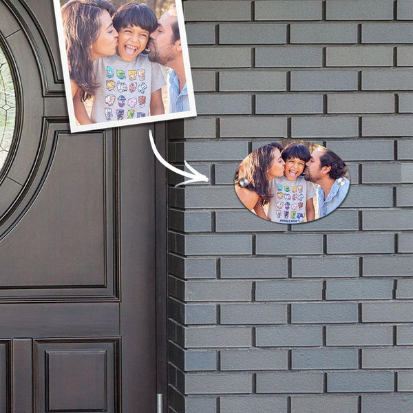 Custom Photo Door Signs Personalized House Signs Plates Door Plates Oval - Family