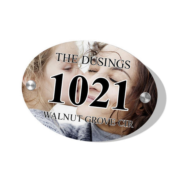 Personalized Door Signs Custom House Signs Plates Oval Door Plates with Photo & Text