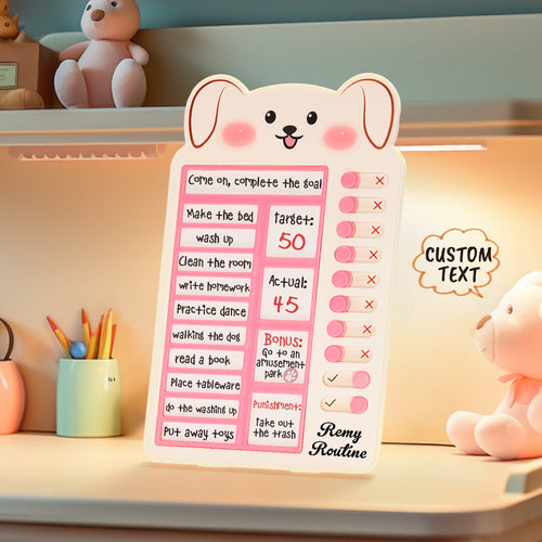 Custom Text and Photo Rabbit Daily Routine Chart Gifts for Children