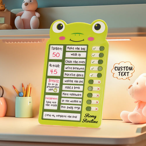 Custom Text and Photo Frog Daily Routine Chart Gifts for Children