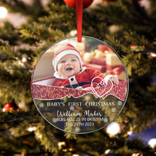Baby's First Christmas Custom Photo Name Birthday Acrylic Ornament 2023 Christmas Gift