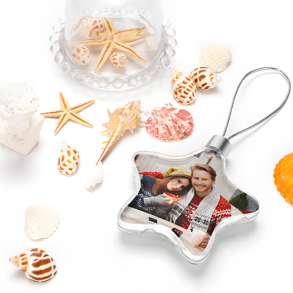 Custom Photo Christmas Ornament Personalized Christmas Star Hanging Ornament Gift
