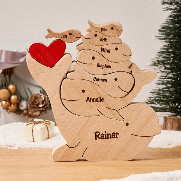 Custom Names Wooden Dolphins Family Puzzle Home Decor Christmas Gifts