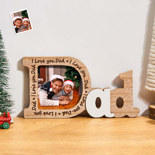 Custom Photo Wooden Frame Love Dad Christmas Gifts