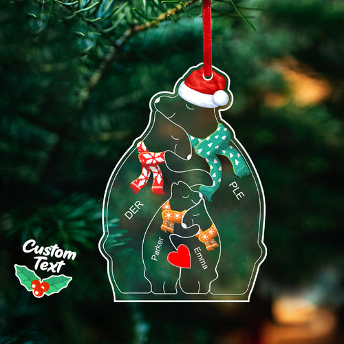 Personalized Names Christmas Bear Family Acrylic Ornament Custom Christmas Keepsake Ornament Christmas Gift Decor