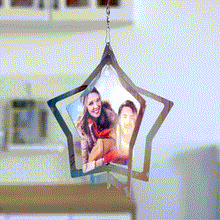 Personalized Photo Wind Spinner Chime Garden Decor Star Shape Valentine's Gifts
