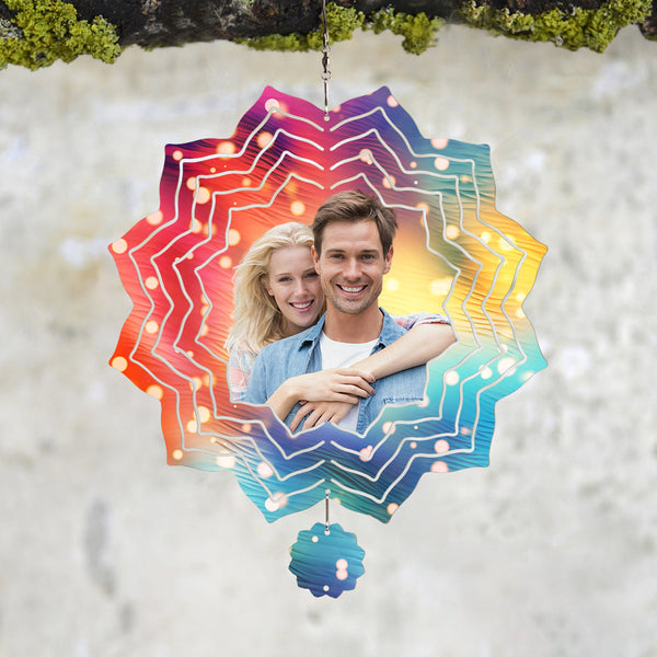 Personalized Photo Wind Spinner Chime Garden Decor Star Shape Valentine's Gifts