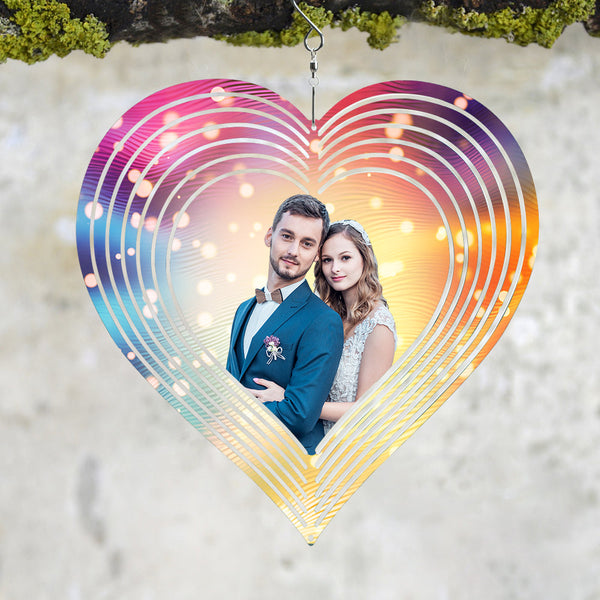 Custom Photo Wind Spinner Chime Garden Decoration Couple Valentine's Gifts