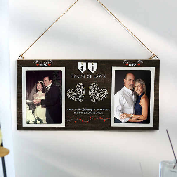 Custom Wooden Photo Frame Personalized Photo Home Decor Then & Now Picture Frame Wedding Anniversary Gift