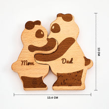 Custom Names Wooden Pandas Family Block Puzzle Home Decor Gifts - SantaSocks