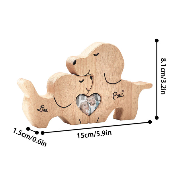 Personalized Wooden Dog Couple Love Heart Puzzle Custom Valentine's Day Gifts - SantaSocks