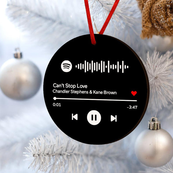 Engraved Custom Scannable Spotify Code Hanging Ornament Personalized Music Song Ornaments White
